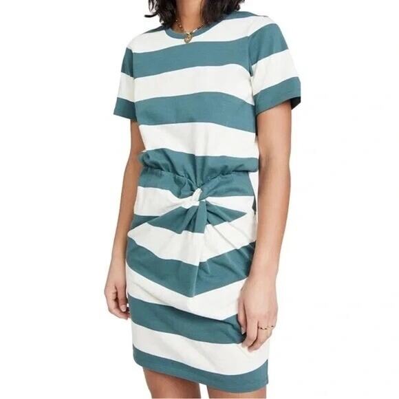 Veronica Beard Jeans Striped Knot Tyla Tee Shirt Dress Stripes Women's Large - Picture 1 of 10